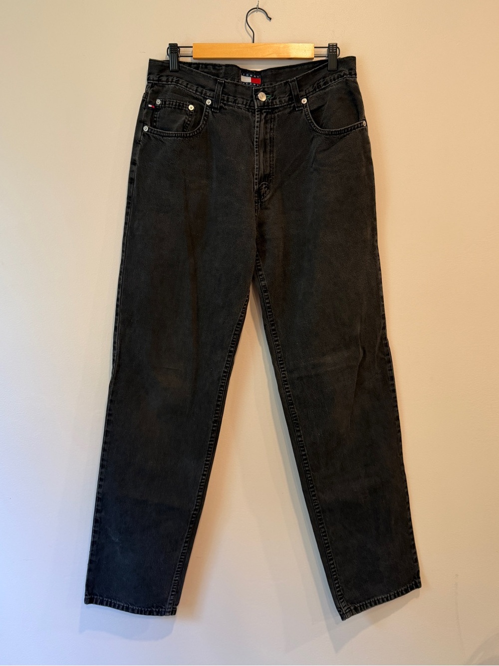 Vintage 90s Tommy Hilfiger Freedom Jeans Black Denim Mens 33x34